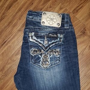 MISS ME Signature Skinny Embellished Cross Jeans